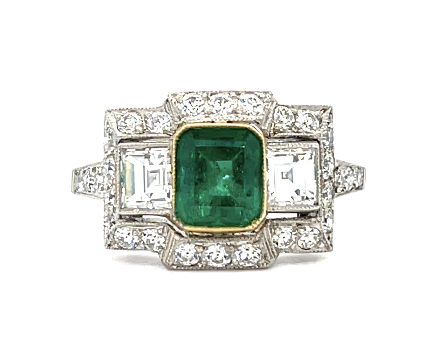 1ct Colombian Emerald (No Cert) .80ct (Emerald Cut Diamonds) .80ct SD Platinum R