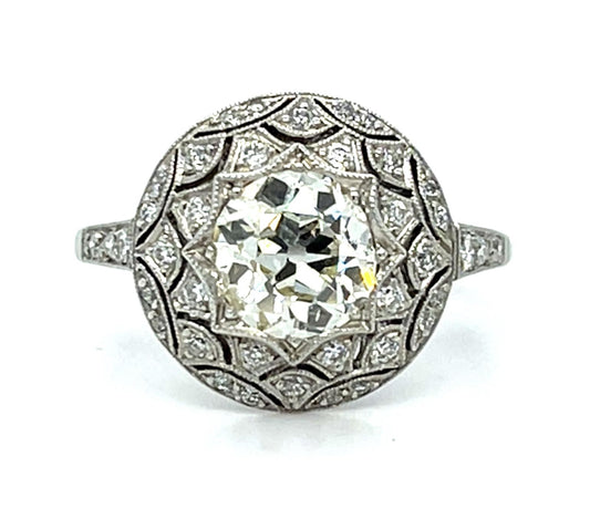 1.21ct Old European Diamond Platinum Handmade Ring .68ct SD 4g 6.25 Size