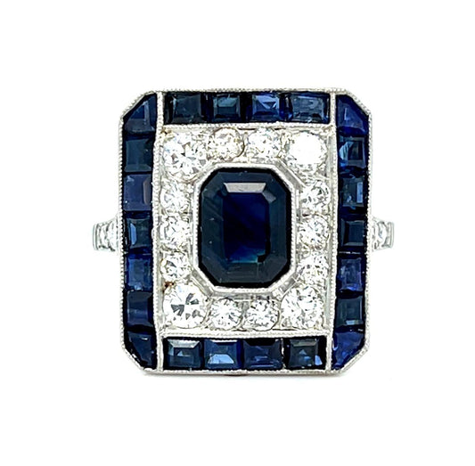 1.50ct Sapphire 1.10ct SD Platinum Handmade Ring Side Sapphire 2.40ct 6.55g 6.75