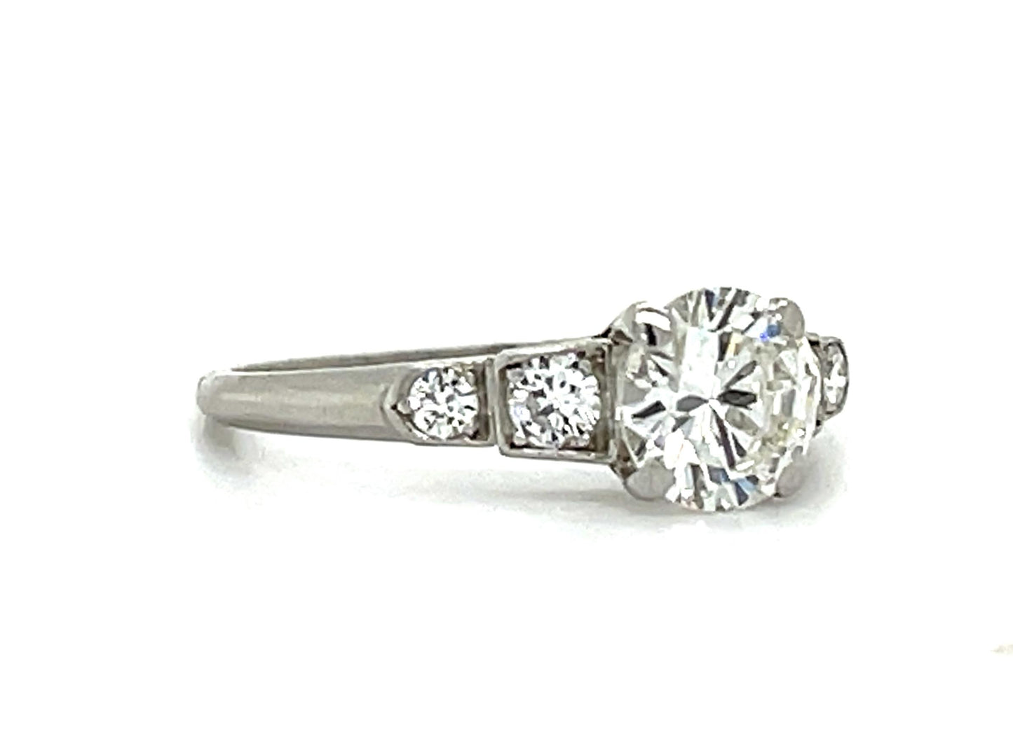 Original .78ct Center Diamond (approx) Platinum Vintage Ring (c 1950s) .16ct SD