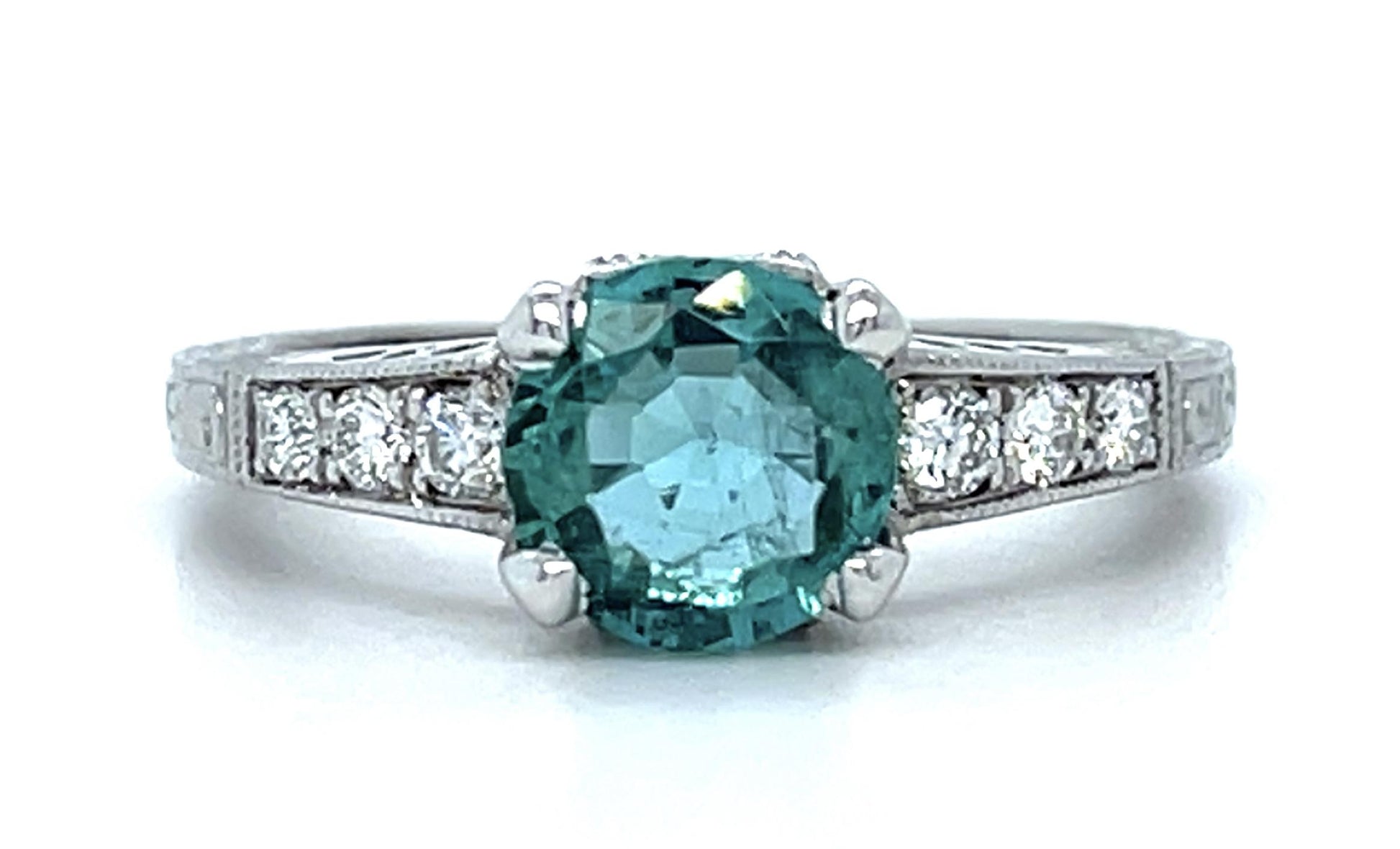 1.02ct Emerald .26ct Diamond Platinum Ring 5.08g 6 Size