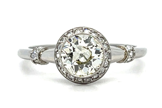 .95ct Old European Diamond Platinum Handmade Ring 1.10ct SD 4g