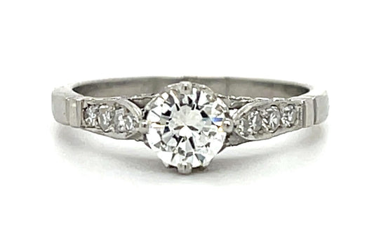 .54ct VSI I-G (No Cert) Round Diamond Platinum Handmade Ring .78ct SD 3.57g 6.50