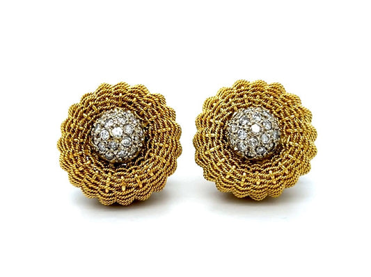 1ct Diamond 18KY Clip Earrings 27g