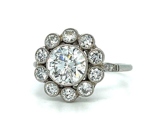 1.48ct Transitional Diamond Platinum Handmade Ring 1.20ct SD 7.75 Size 4.35g