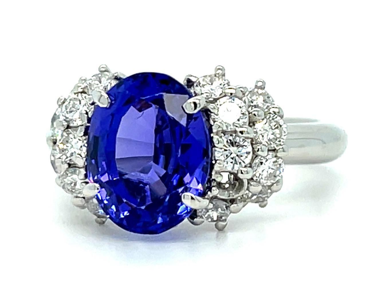 3.93ct Tanzanite .90ct Diamond Platinum Ring 9.40g 6 Size