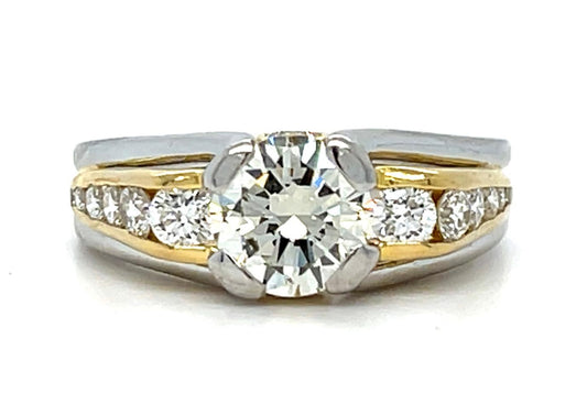 1.10ct Diamond Platinum+18KY Ring .80ct SD 8.39g 5 Size