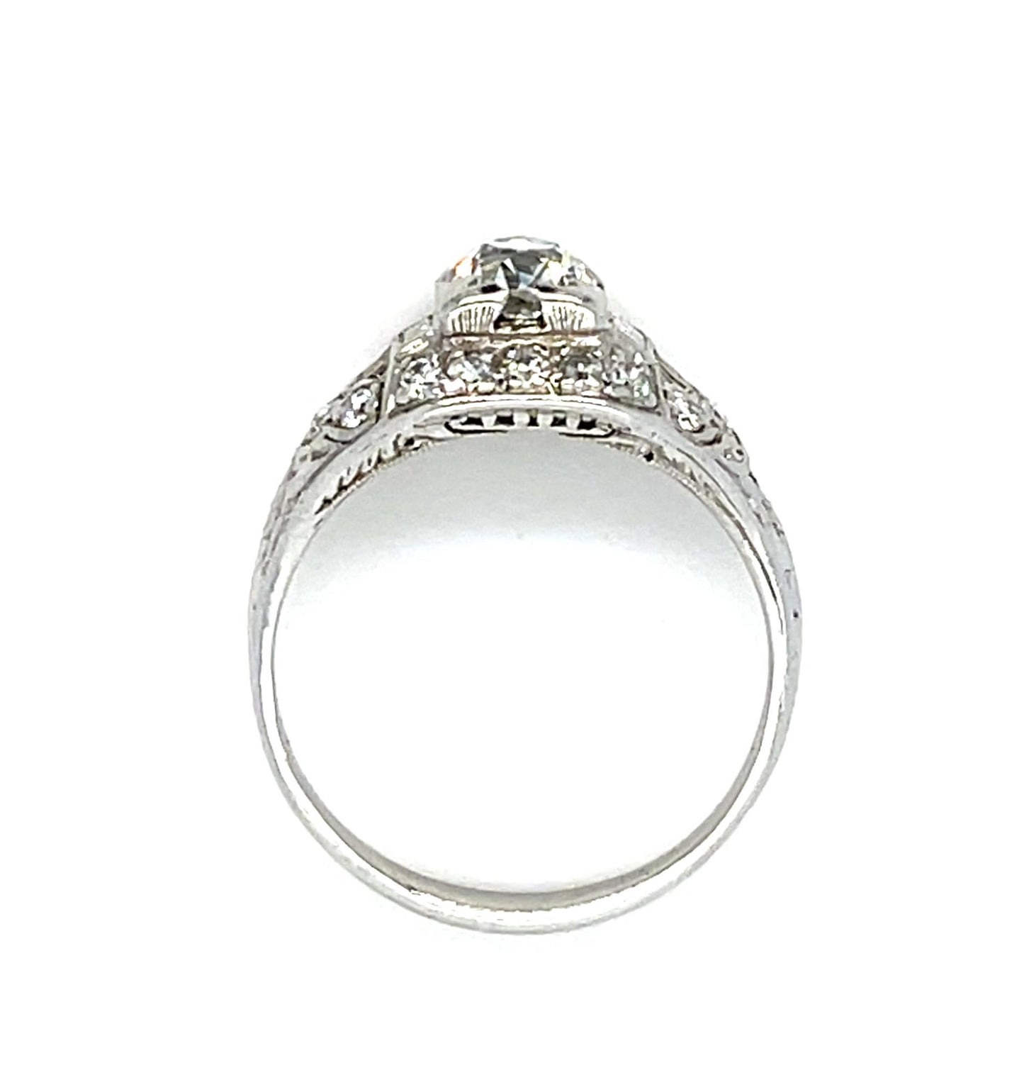 PL Diamond Art Deco Ring 3.6gr 0.70ct(dia) Old Miner Circa 1920s ESTATE  Size 6