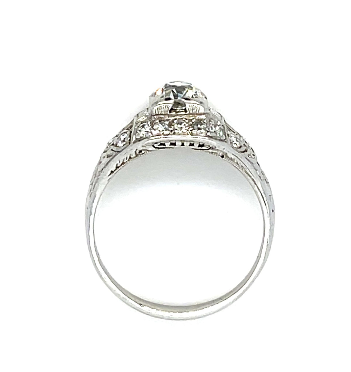 PL Diamond Art Deco Ring 3.6gr 0.70ct(dia) Old Miner Circa 1920s
