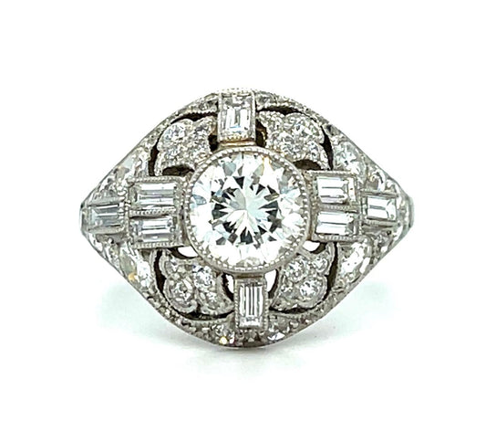 .91ct Round Brilliant Diamond Platinum Handmade Ring 1.60ct SD  5.21g 6.75 Size