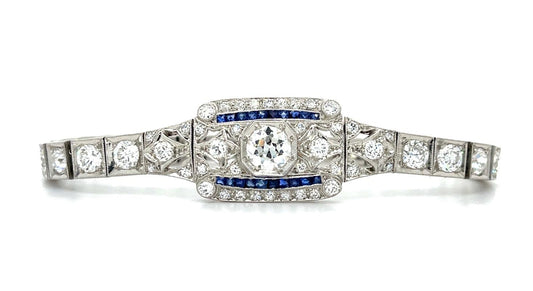 Art Deco .80ct Center OEC Platinum Bracelet (Antique 1920s) .30ct (2 Diamonds)