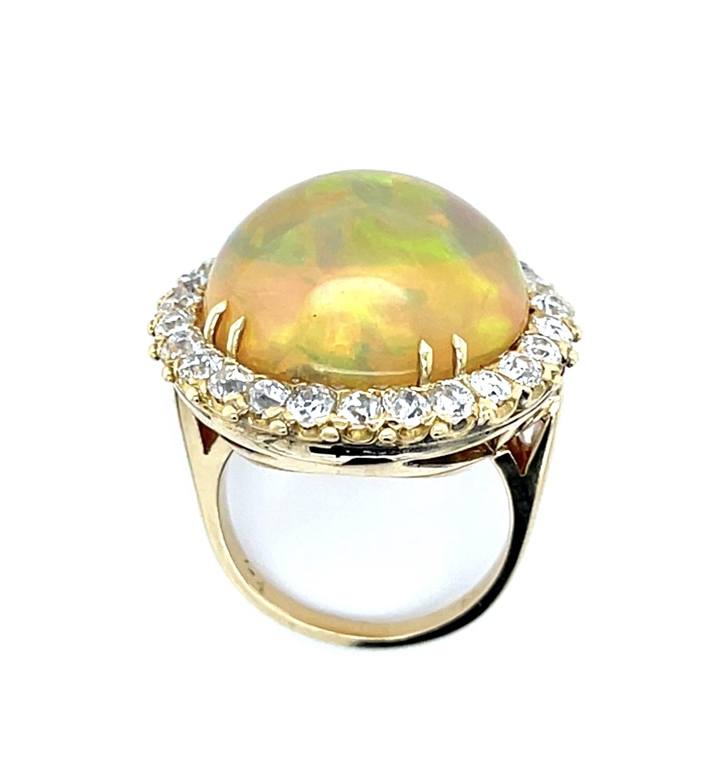 Estate  23.00ct Opal &  2.60ctw Diamond 14KY  12.20gr Victorian Ring Circa 1890s