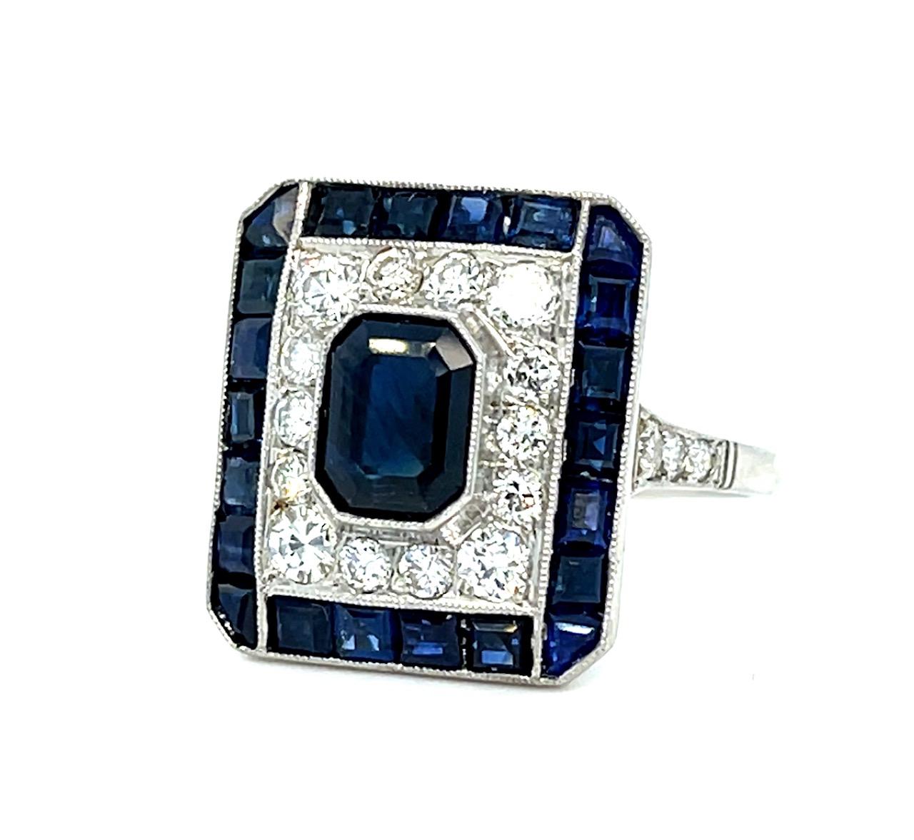 1.50ct Sapphire 1.10ct SD Platinum Handmade Ring Side Sapphire 2.40ct 6.55g 6.75