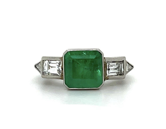 2.50ct Emerald (Approx) Platinum Ring 1ct+Diamonds 4 Size 4.33g