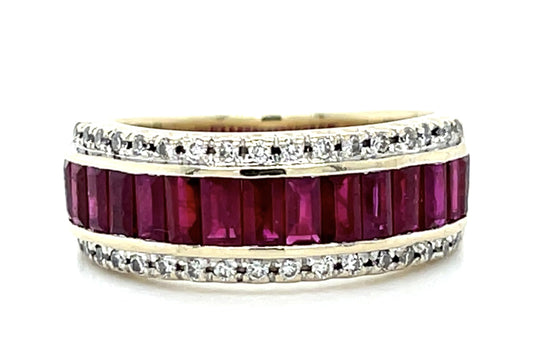 1.40ct Ruby .18ct Diamond 18KY Band 5.70g 5.50