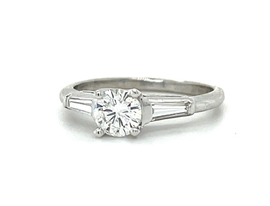 .52ct G VS2/SI1 Center Diamond Platinum Ring (Vintage c 1950s) .26ct SD 6 Size