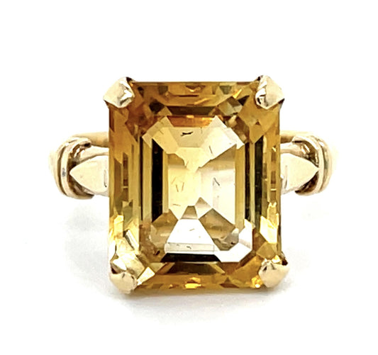 14KY Citrine Ring 6.00ct(ci) Circa 1930s ESTATE Size 4 4.13g 4 Size