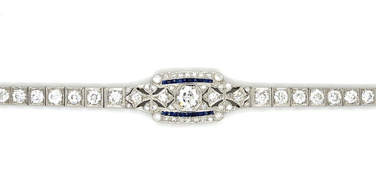 Art Deco .80ct Center OEC Platinum Bracelet (Antique 1920s) .30ct (2 Diamonds)