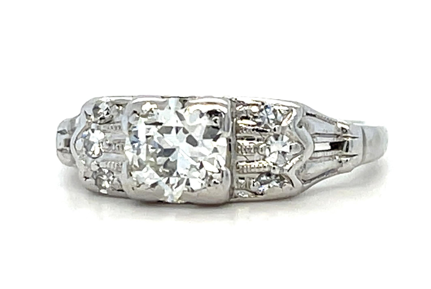 Original Art Deco .65ct Old Euro Platinum Ring (Vintage 1930s) .16ct SD 4.32g 6