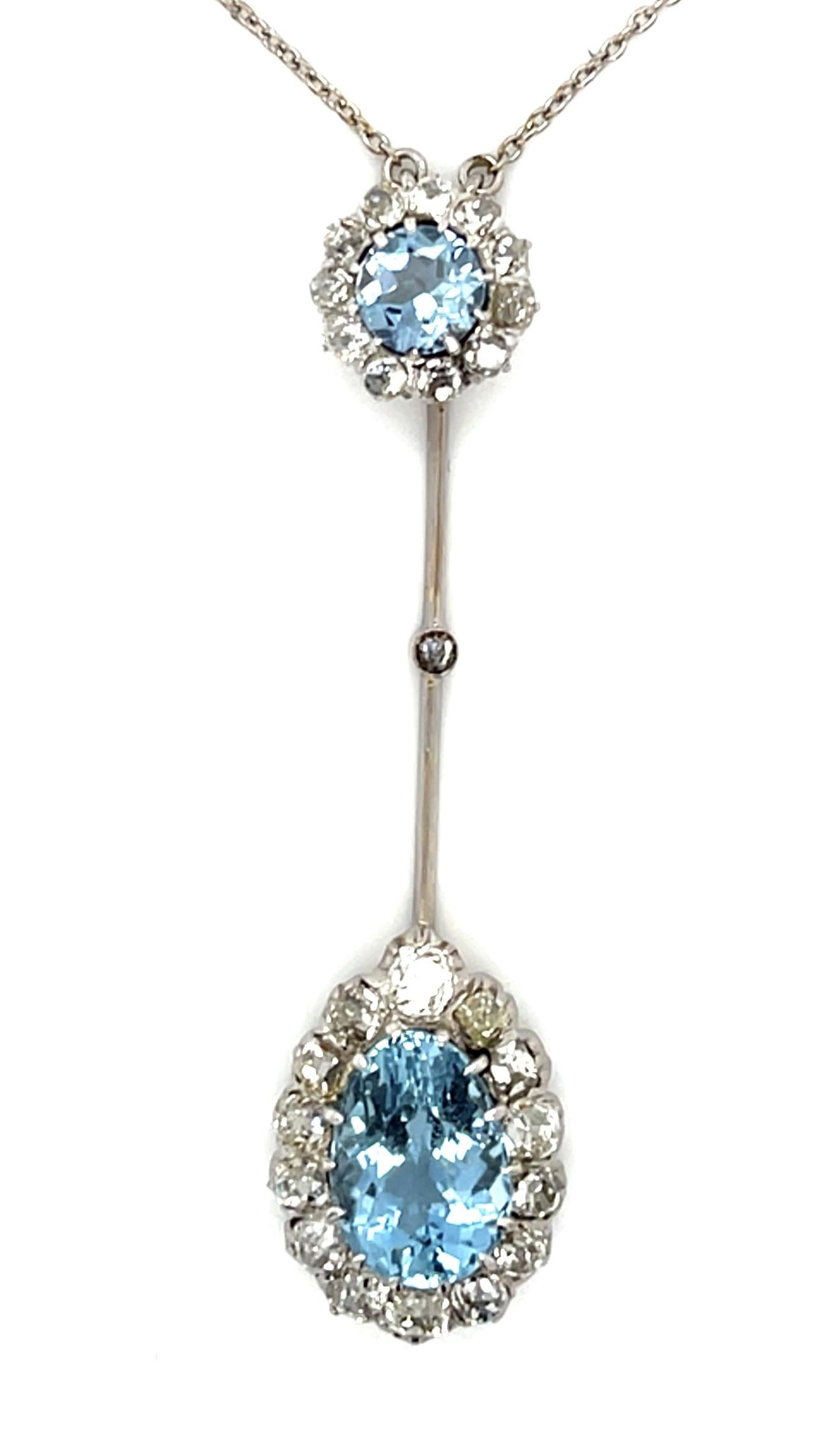 Bella Epoque 4.50ct Aquamarine 2.40ct Diamond PT+14KW Pendant (Antique 1910s)