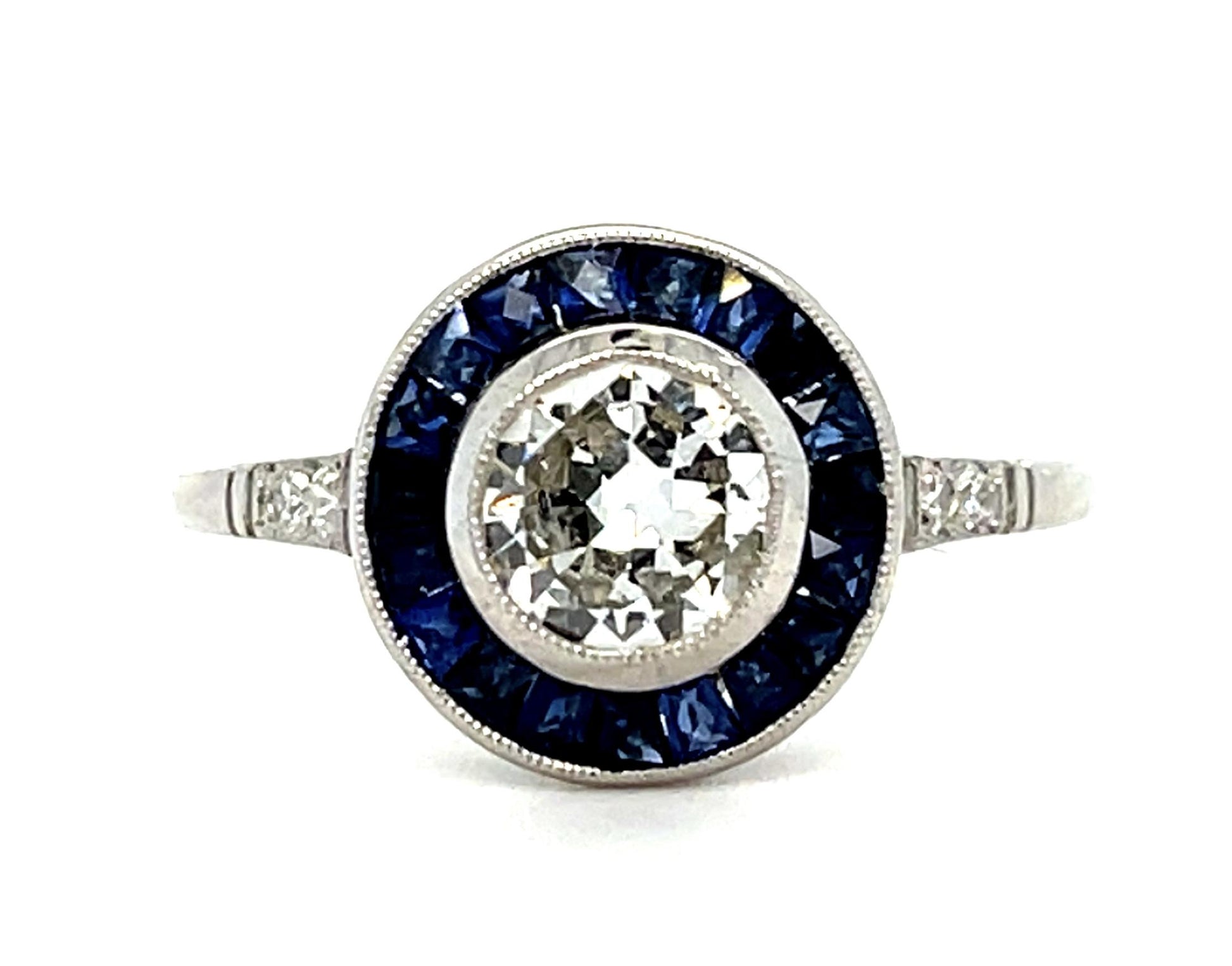 .94ct H VS2 Diamond Sapphire Platinum Ring 3.50g 8 Size GIA 2506415981