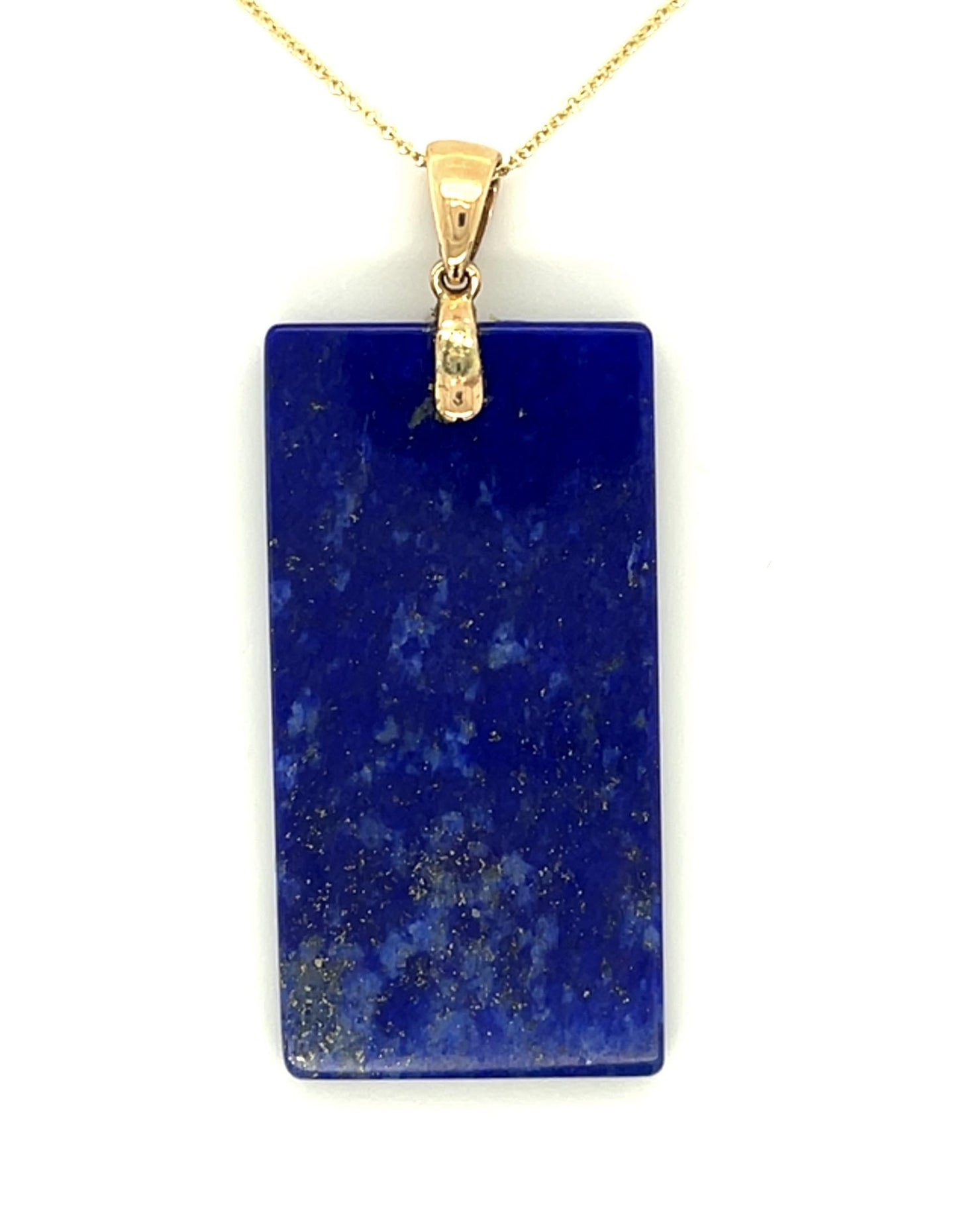 Blue Lapis 18KY Pendant (Vintage 1960s) 8.93g 14KY Chain 18" Chain