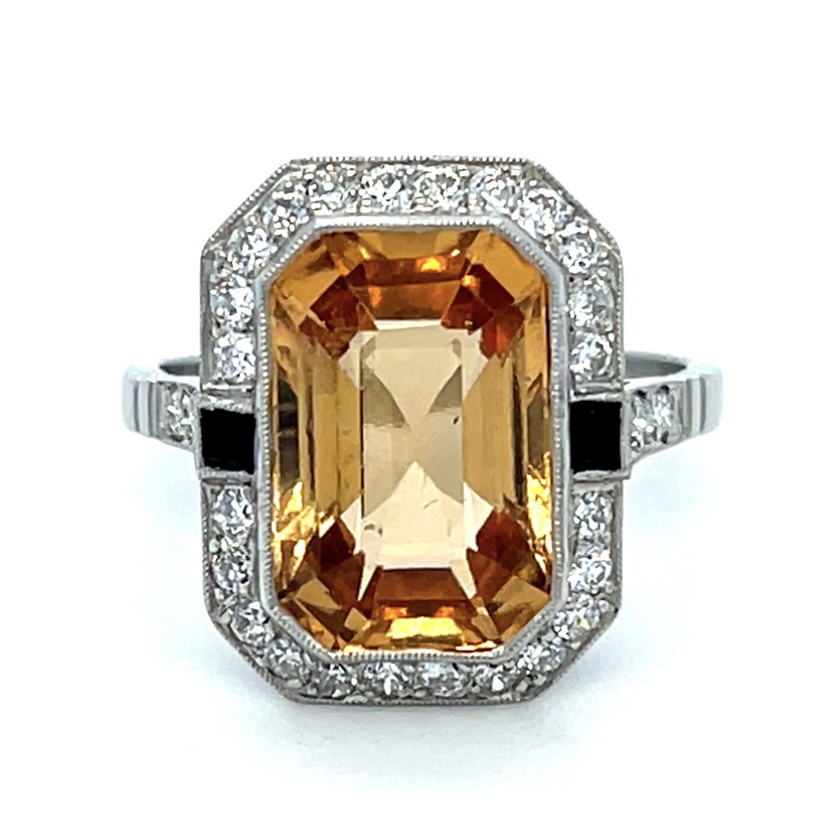 6.70ct Precious Topaz .46ct Diamond Platinum Ring 6.32g 7 Size