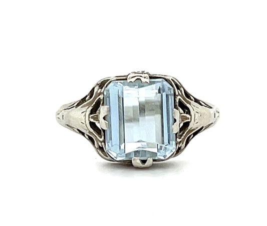 Original Art Deco +2ct Vintage 14KW Ring (c 1930s) 6 Size 2.02g