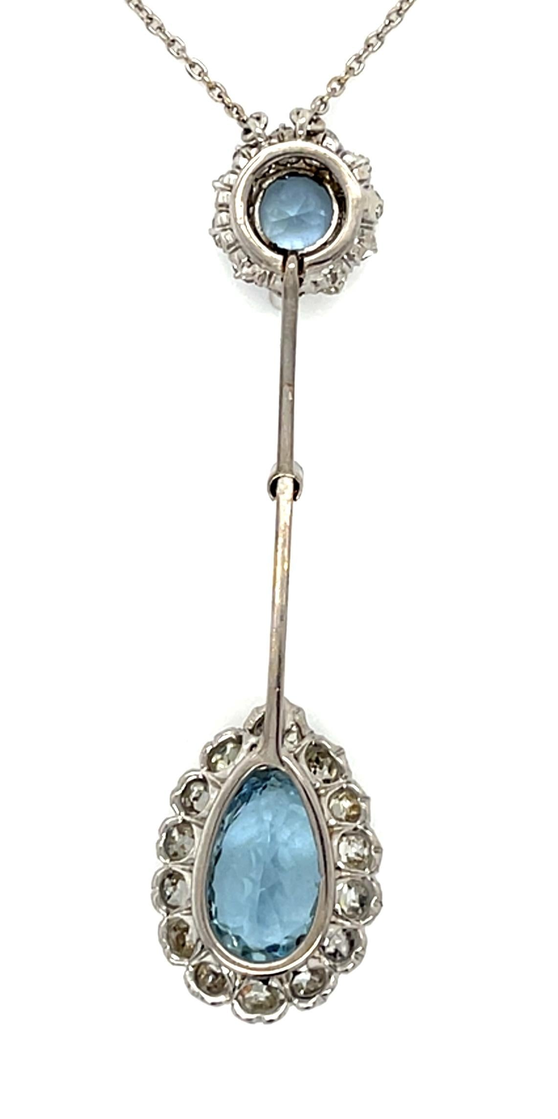 Bella Epoque 4.50ct Aquamarine 2.40ct Diamond PT+14KW Pendant (Antique 1910s)