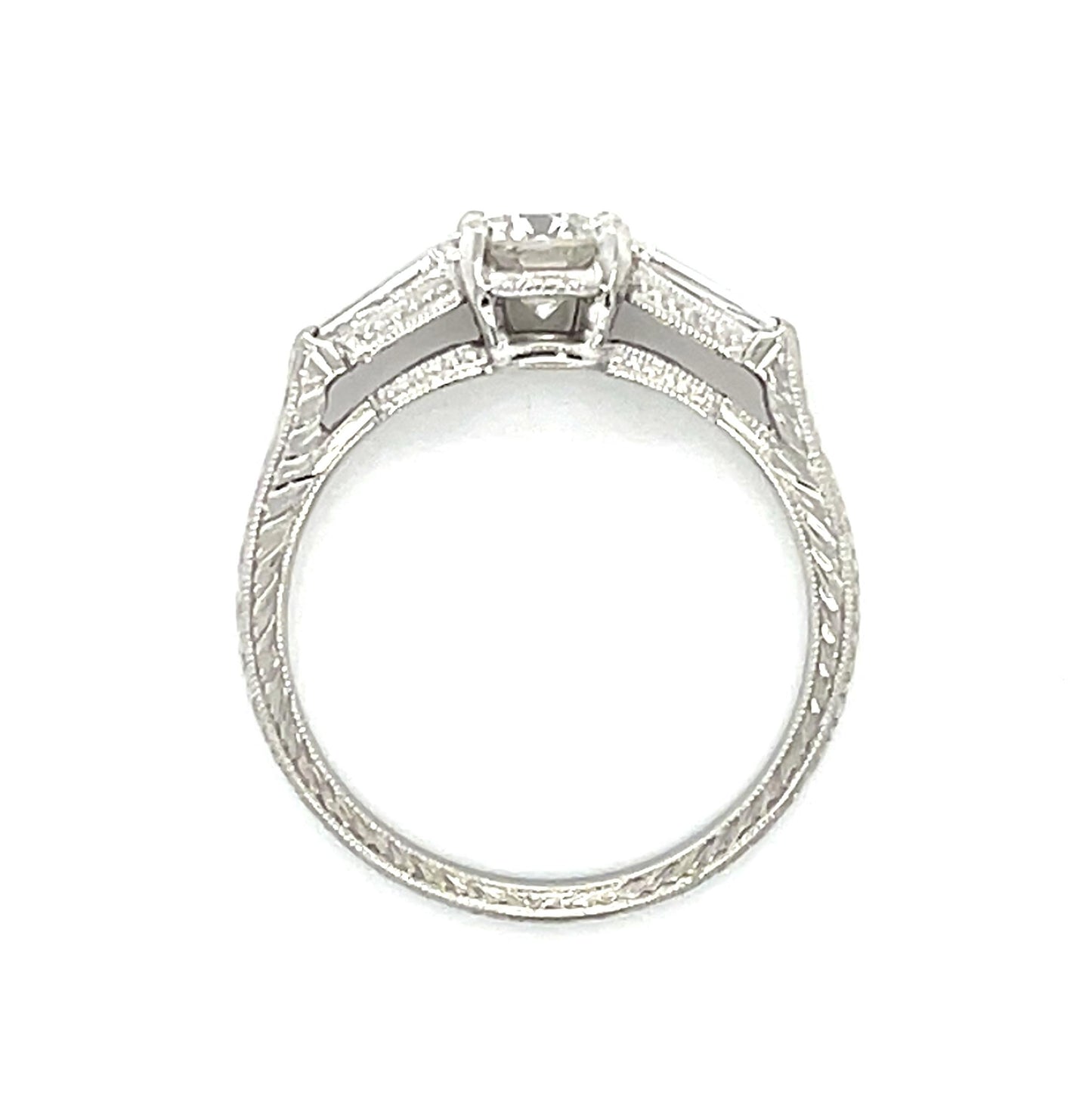 .68ct Diamond Platinum Ring .30ct Side Diamond 3.90g 6.50 Size