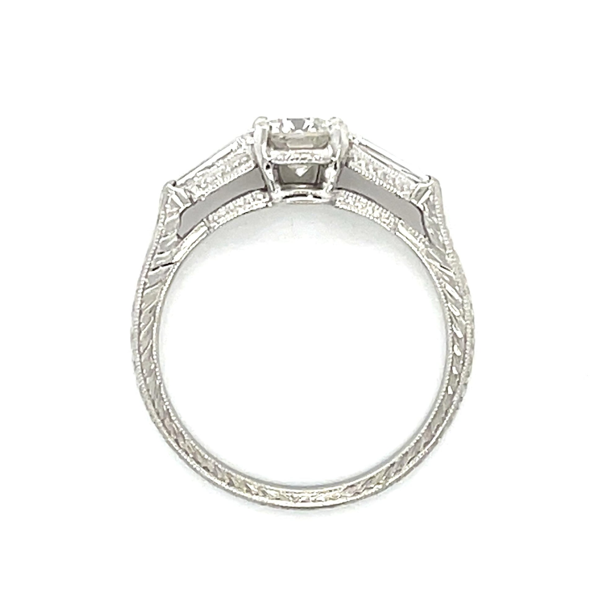 .68ct Diamond Platinum Ring .30ct Side Diamond 3.90g 6.50 Size