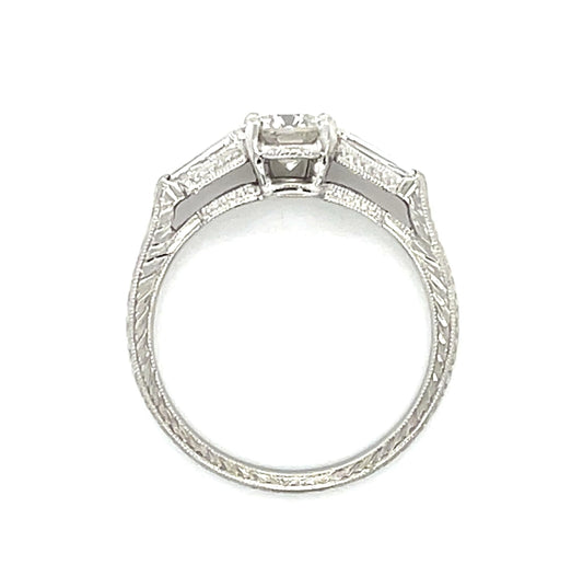 .68ct Diamond Platinum Ring .30ct Side Diamond 3.90g 6.50 Size