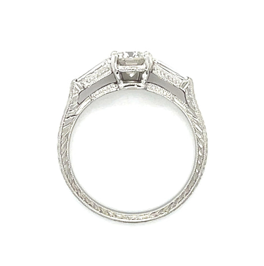 .68ct Diamond Platinum Ring .30ct Side Diamond 3.90g 6.50 Size