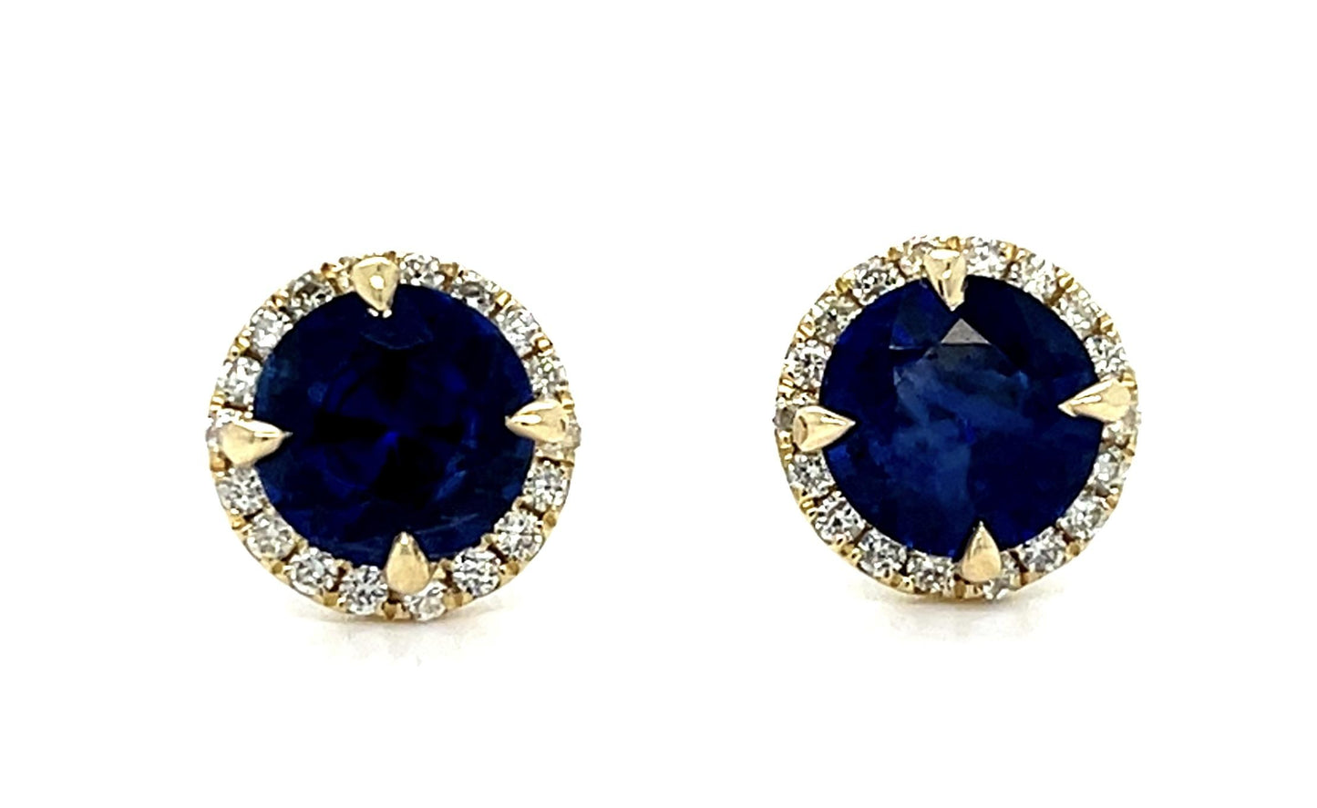 2.88ct Sapphire .28ct Diamond 14KY Earrings 2.51g