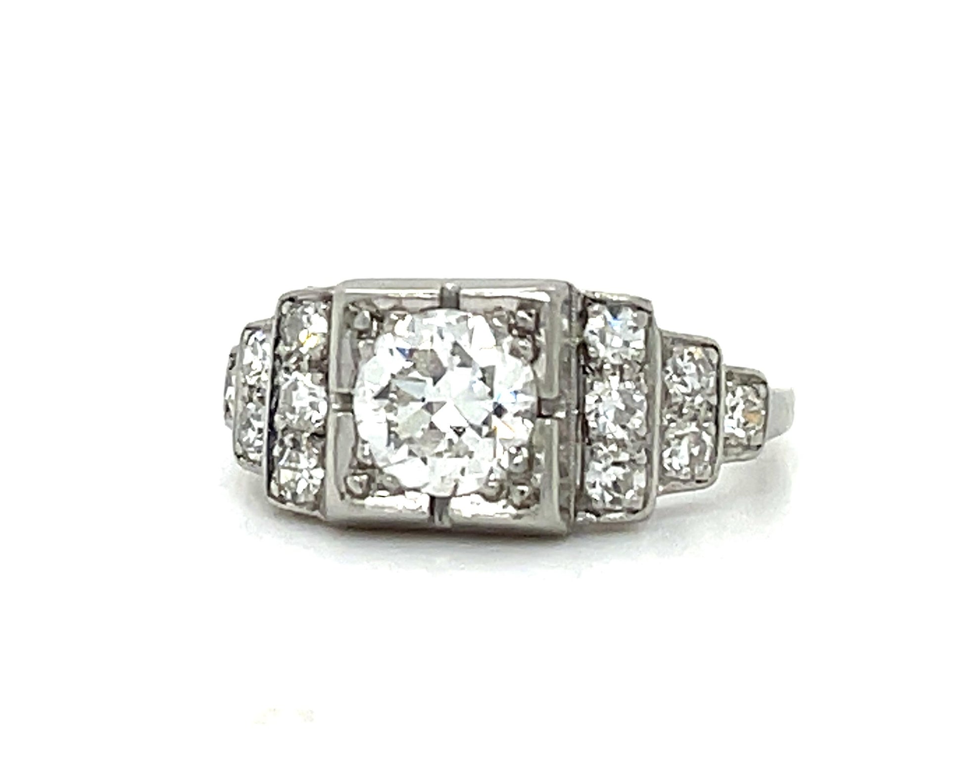 Original Art Deco .55ct OEC Diamond Platinum Vintage Ring (Circa 1930s) .16ct SD