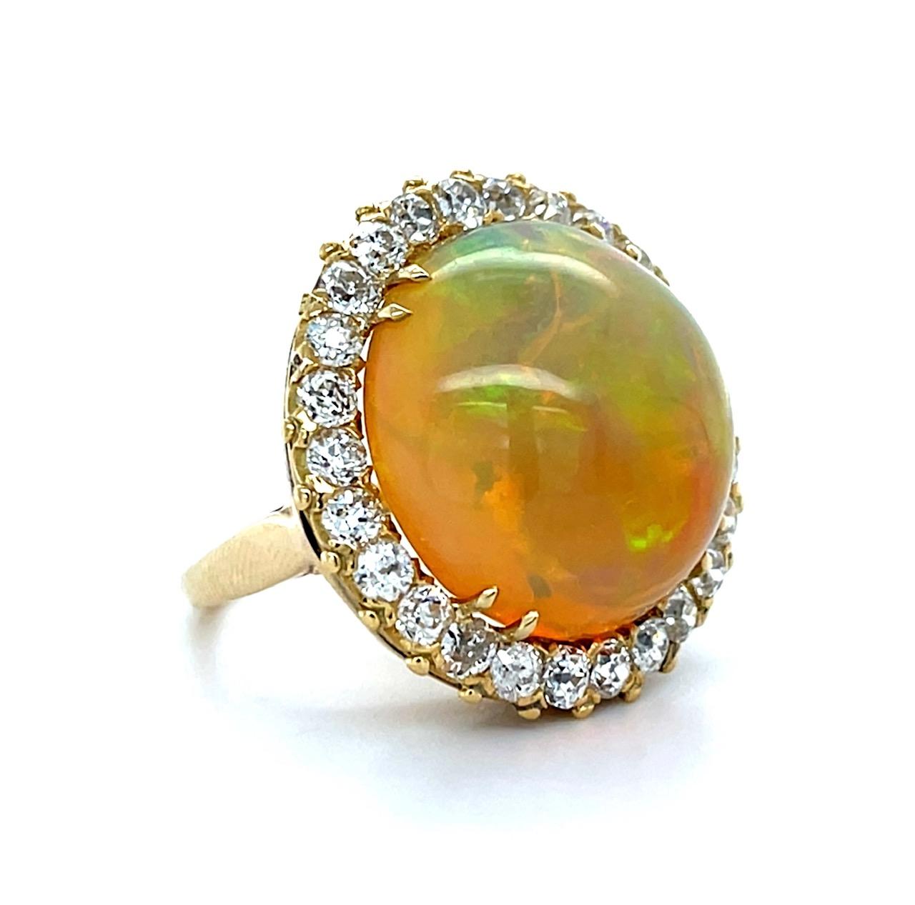 Estate  23.00ct Opal &  2.60ctw Diamond 14KY  12.20gr Victorian Ring Circa 1890s