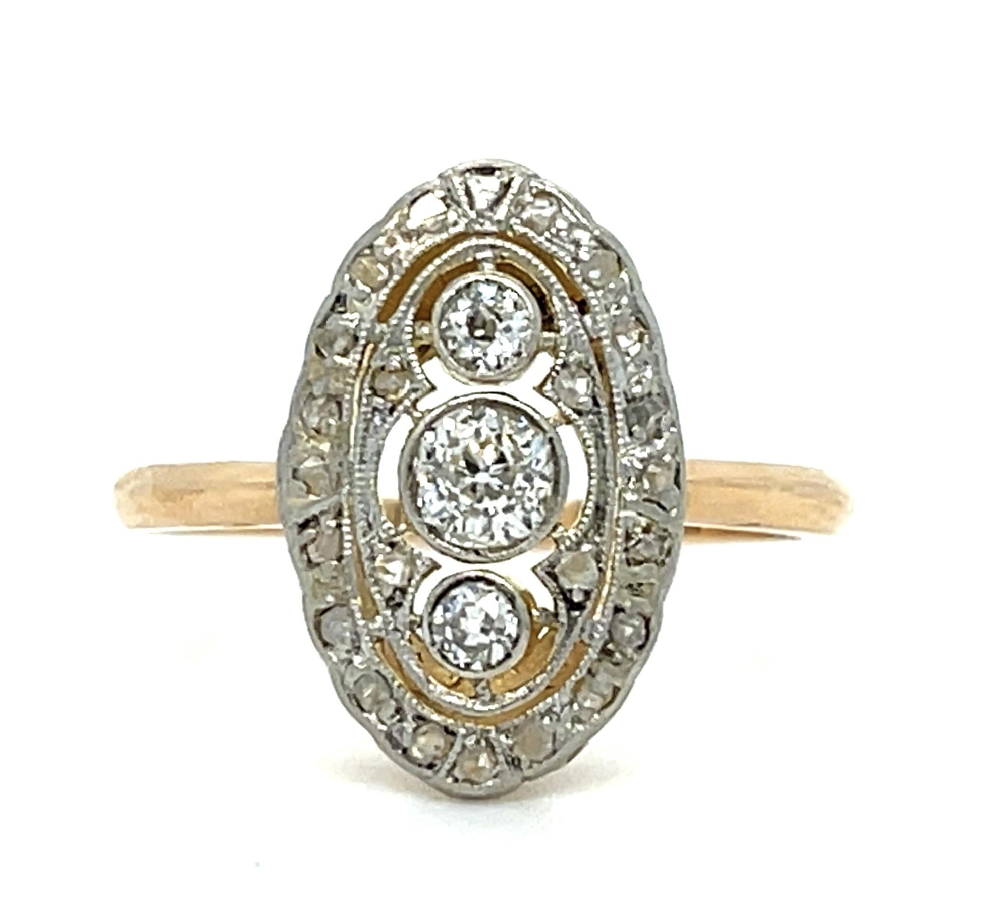 .50ct Diamond 18K 2 Tone Gold Ring (Antique Early 1900s) 3.60g 7 Size