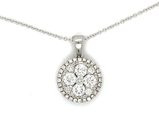 .60ct (4 Center Diamonds) 18KW Pendant .40ct SD Italian 14KW Chain 16" Length