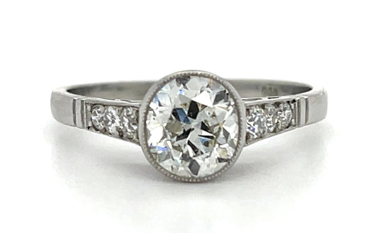 1.16ct Old European Diamond Platinum Handmade Ring .18ct SD 3.50g 7.50 Size