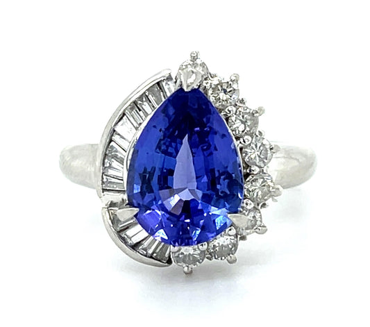 3.74ct Oval Sapphire .58ct Diamond Platinum Ring 9.58g 6.50 Size