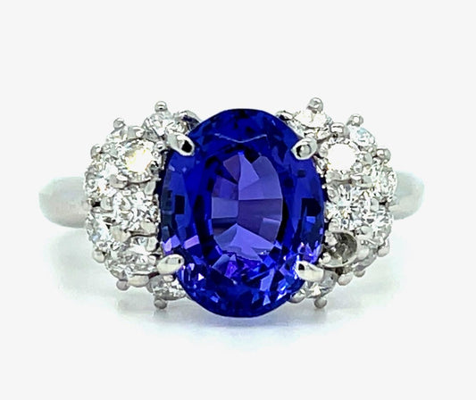 3.93ct Tanzanite .90ct Diamond Platinum Ring 9.40g 6 Size