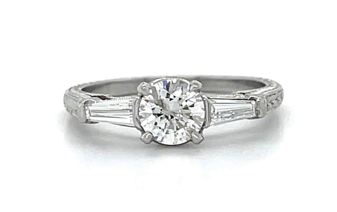 .68ct Diamond Platinum Ring .30ct Side Diamond 3.90g 6.50 Size