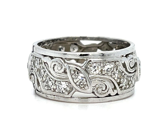 Art Deco .70ct Diamond 14KW Band/Ring (Antique 1930s)