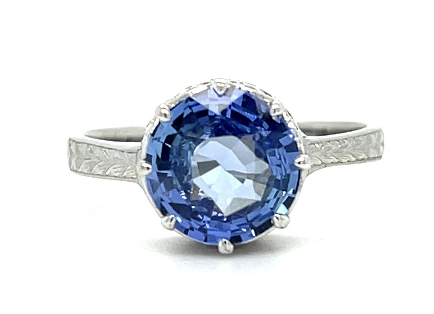 2.09ct Sapphire .14ct Diamond Platinum Ring 5.23g 6.50 Size