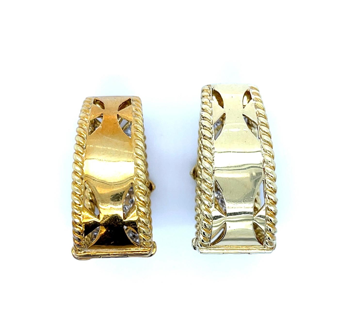 1.75ct (124 Diamonds) 18KY Estate Earrings (c 1980s) 1.25" Length 34g