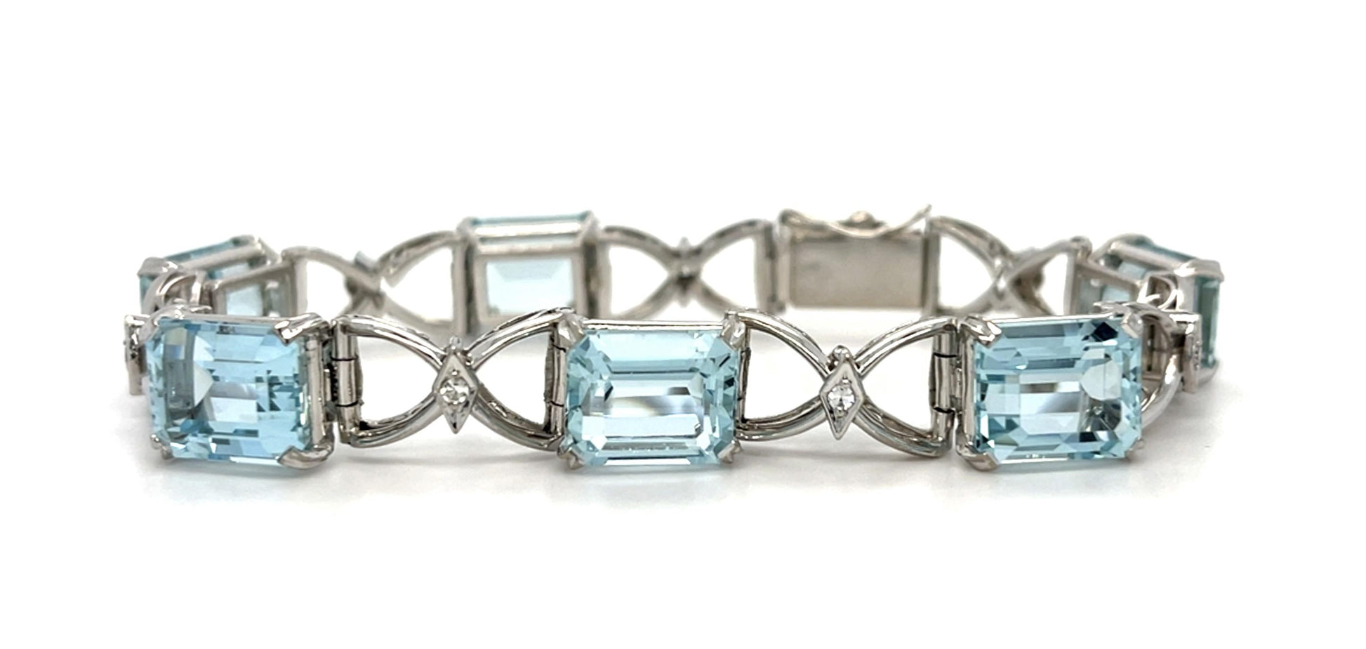 30ct (6 Aquamarines) .20ct Dia 18KW Bracelet (Vintage 1970s) H Stern Brazilian