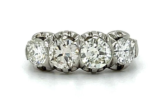 1.29ct Diamond Platinum Ring (Vintage 1950s) 3.55g 5 Size