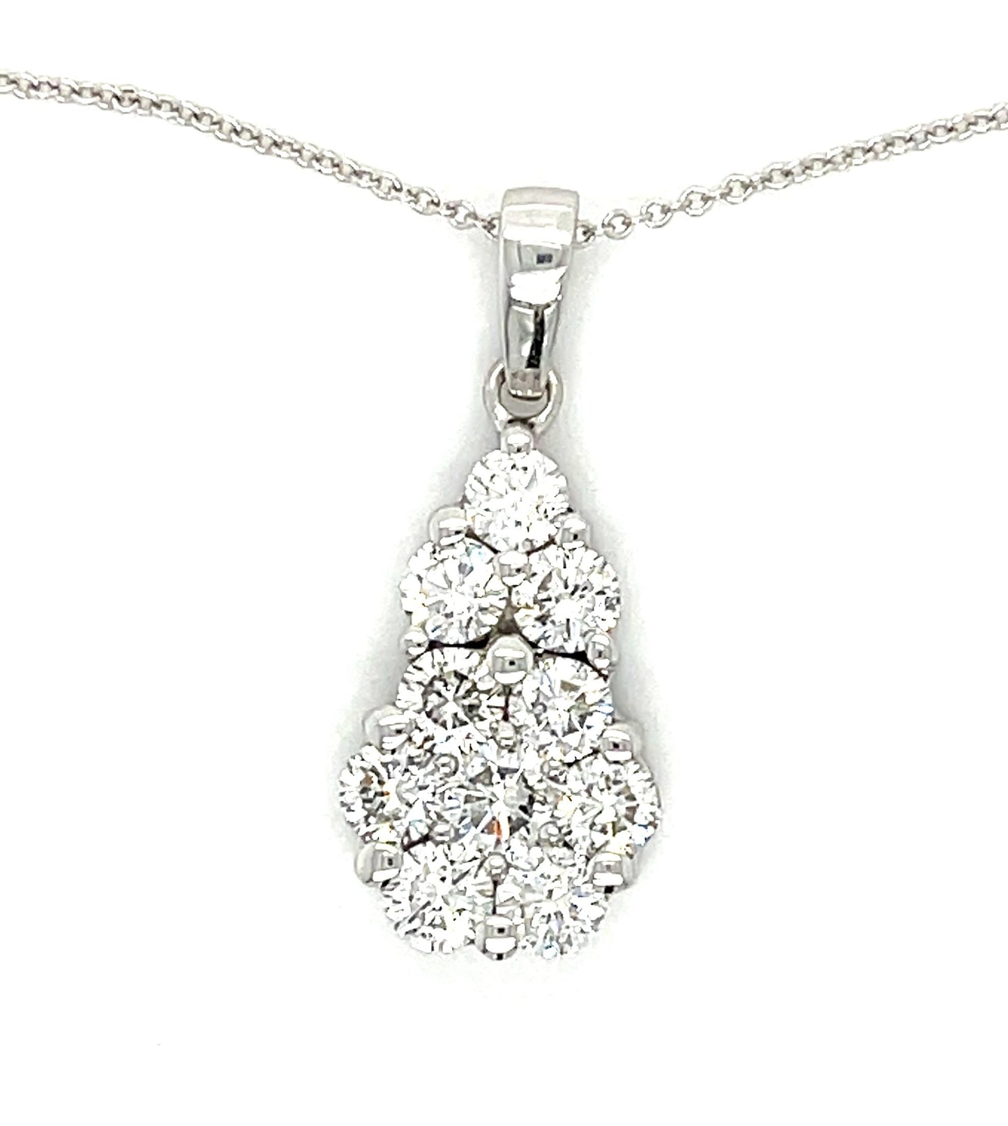 2ct Diamonds 18KW Estate Pendant 14KW Chain 4.92g 16"