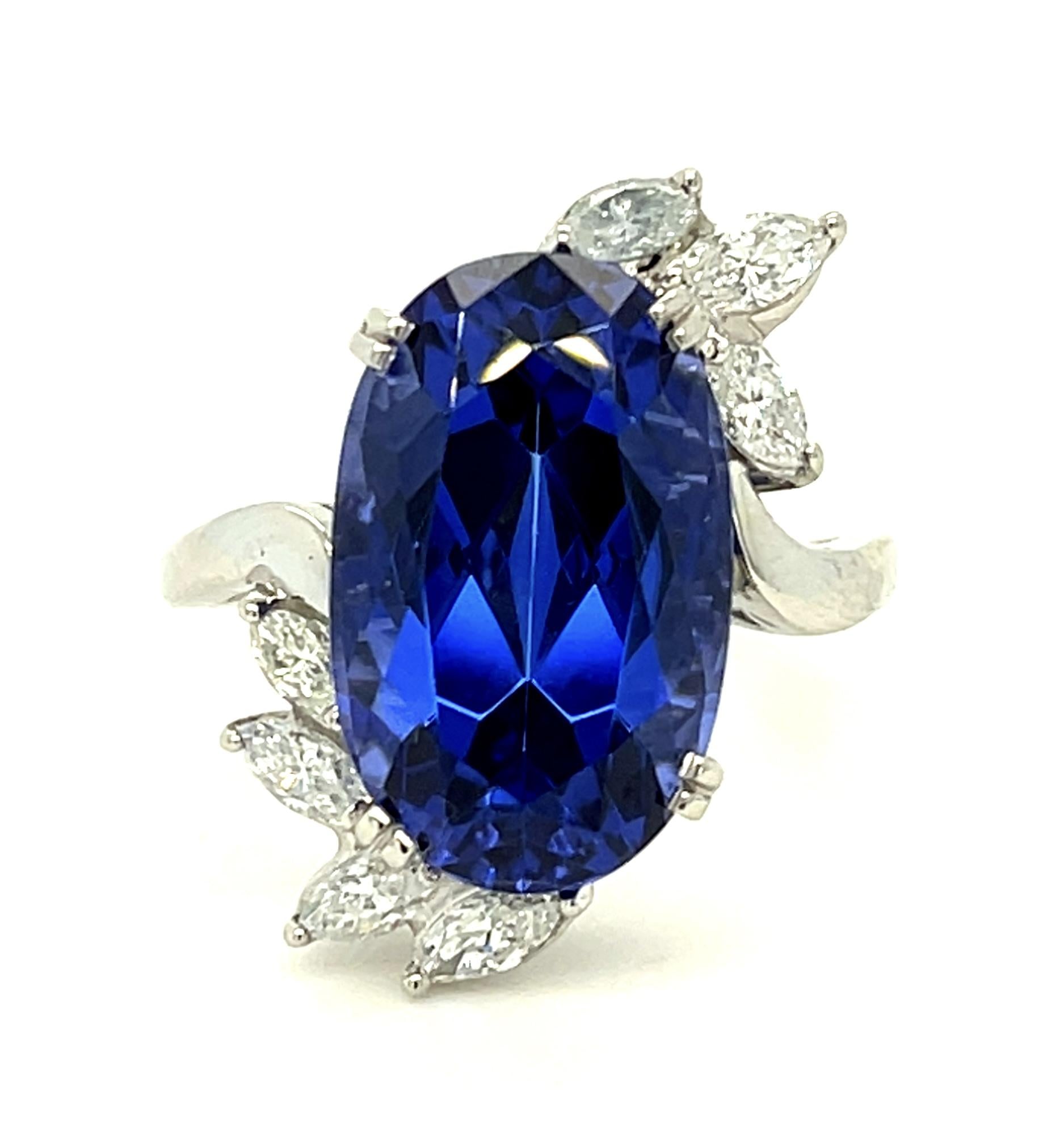 10.70ct Tanzanite 1.10ct Diamond Platinum Estate Ring 11g 7 Size GIA 2239414101