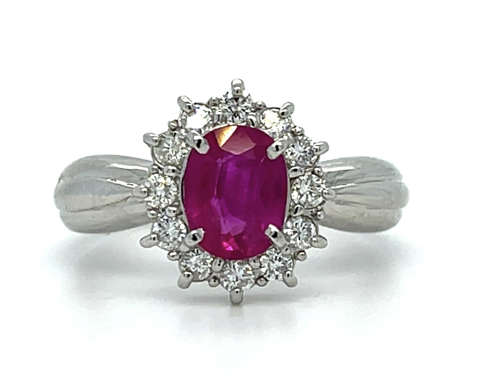 1.17ct Burma Ruby .32ct Diamond Platinum Ring 5.70g 6 Size